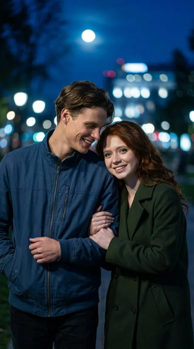 AI Couple Photo Maker 'Moonlit Walk' style — before and after example