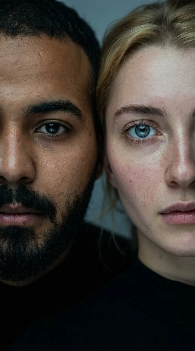 AI Couple Photo Maker 'Split Beauty Close-Up' style — before and after example