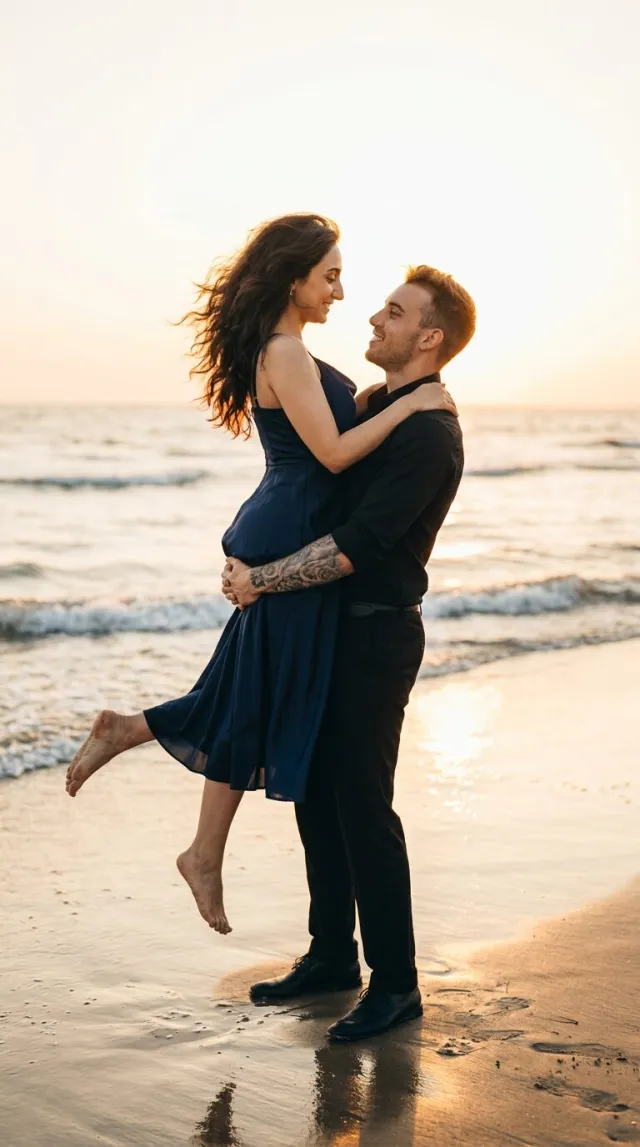 AI Couple Photo Maker Beach Sunset Lift style example